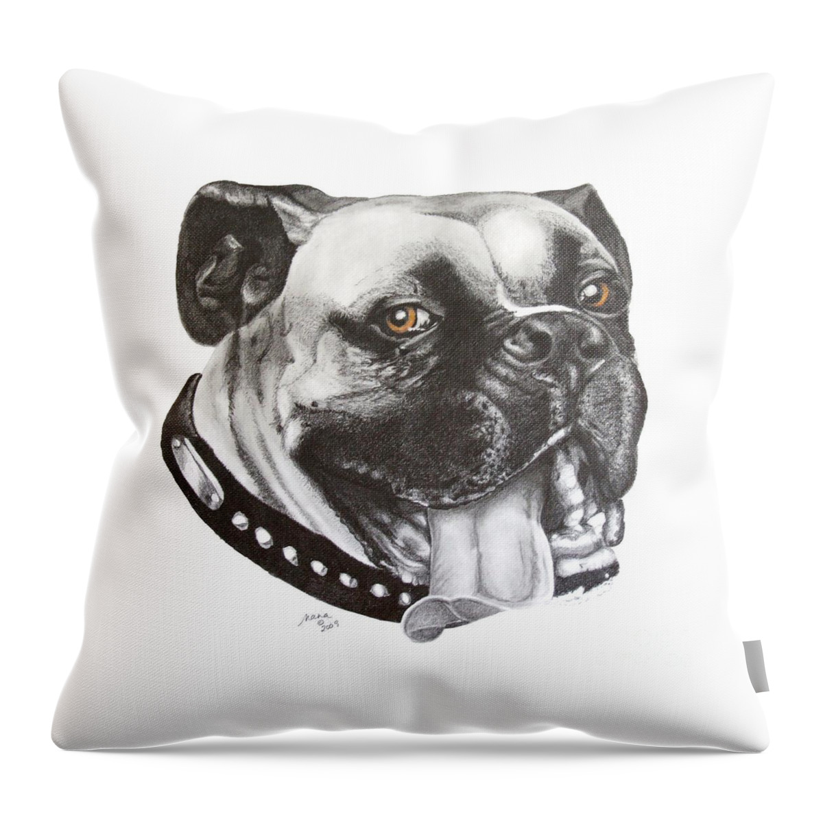 Graphite Throw Pillow featuring the drawing Jed by Marianne NANA Betts