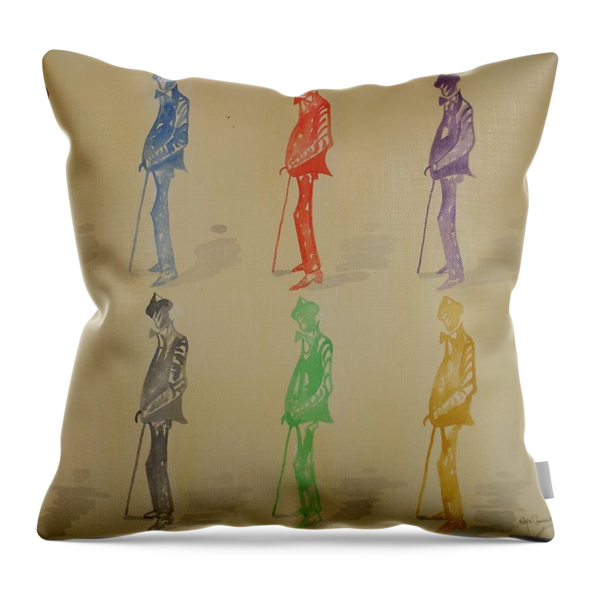 Figurative Throw Pillow featuring the painting Joyce the pluralist #2 by Roger Cummiskey