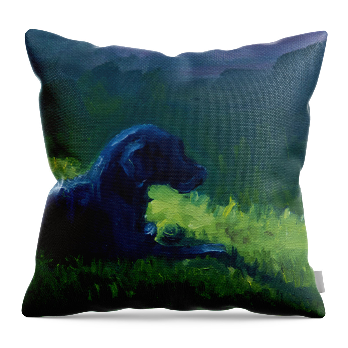 Labrador Reritever Throw Pillow featuring the painting Late Afternoon Dinner Soon by Sheila Wedegis