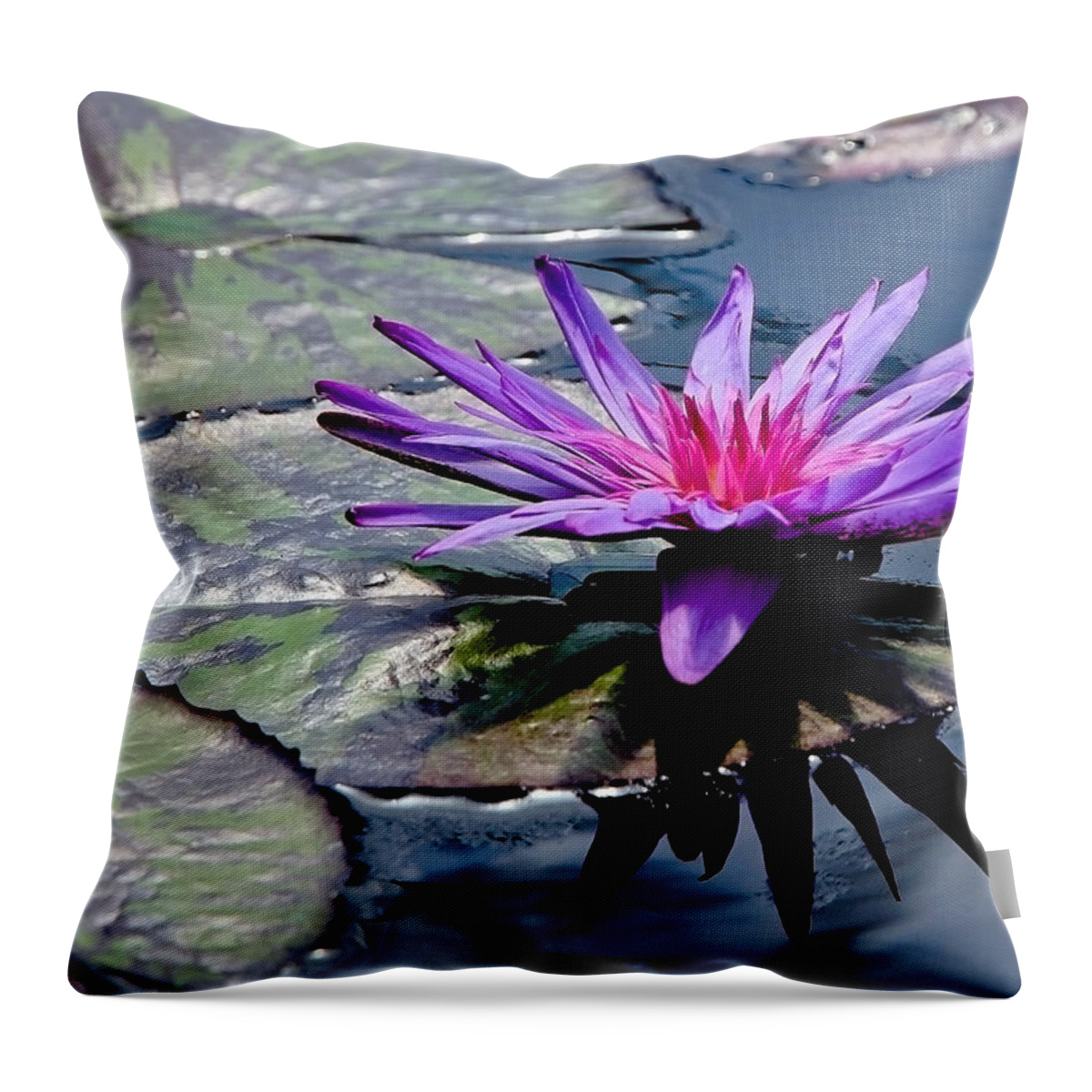 Lily Pad Throw Pillow featuring the photograph Lily Pad With Flower by Athena Mckinzie