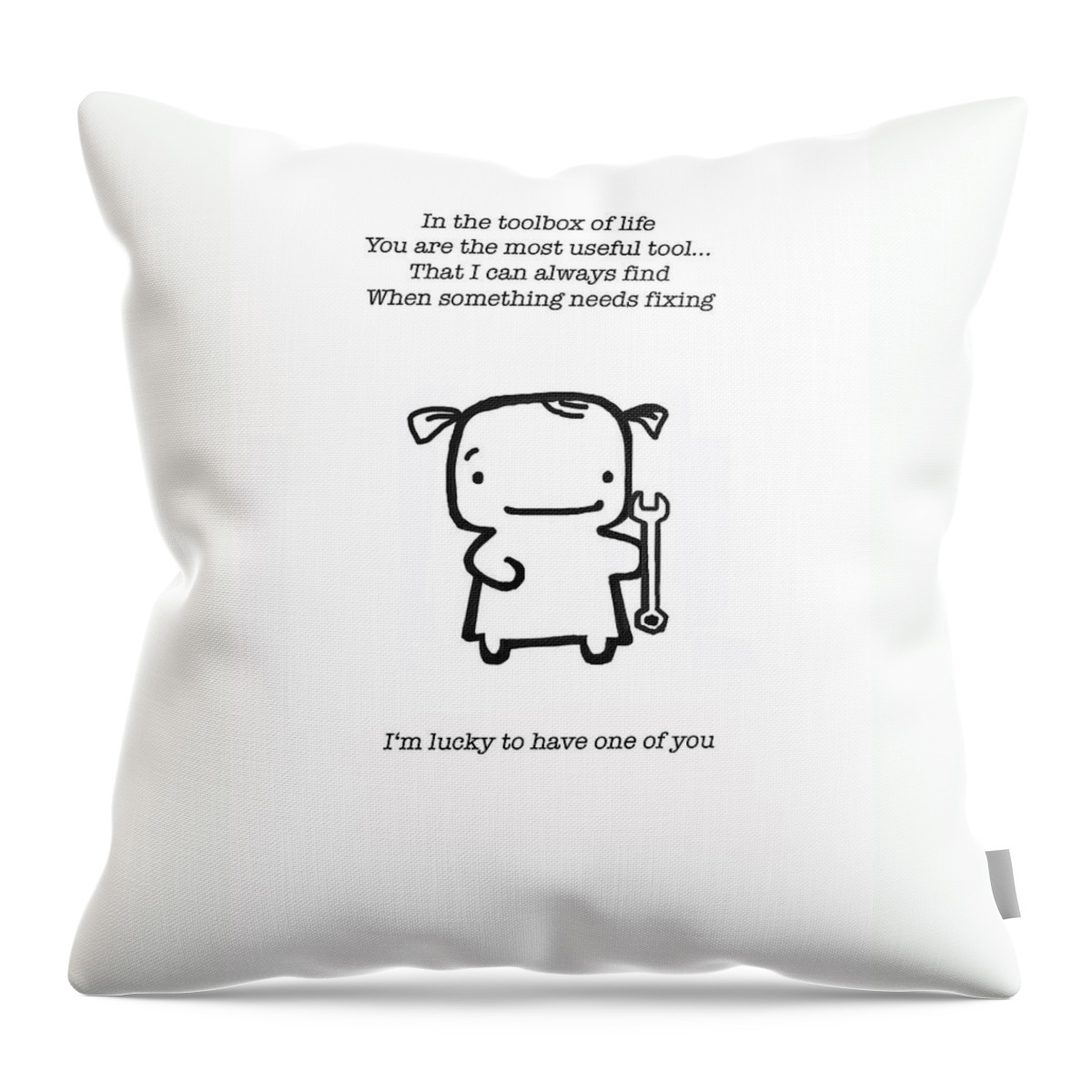 Tool Throw Pillow featuring the drawing Most Useful Tool #1 by Leanne Wilkes