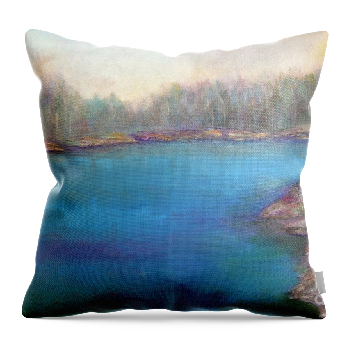 Muskoka Throw Pillow featuring the painting Muskoka Shore by Claire Bull