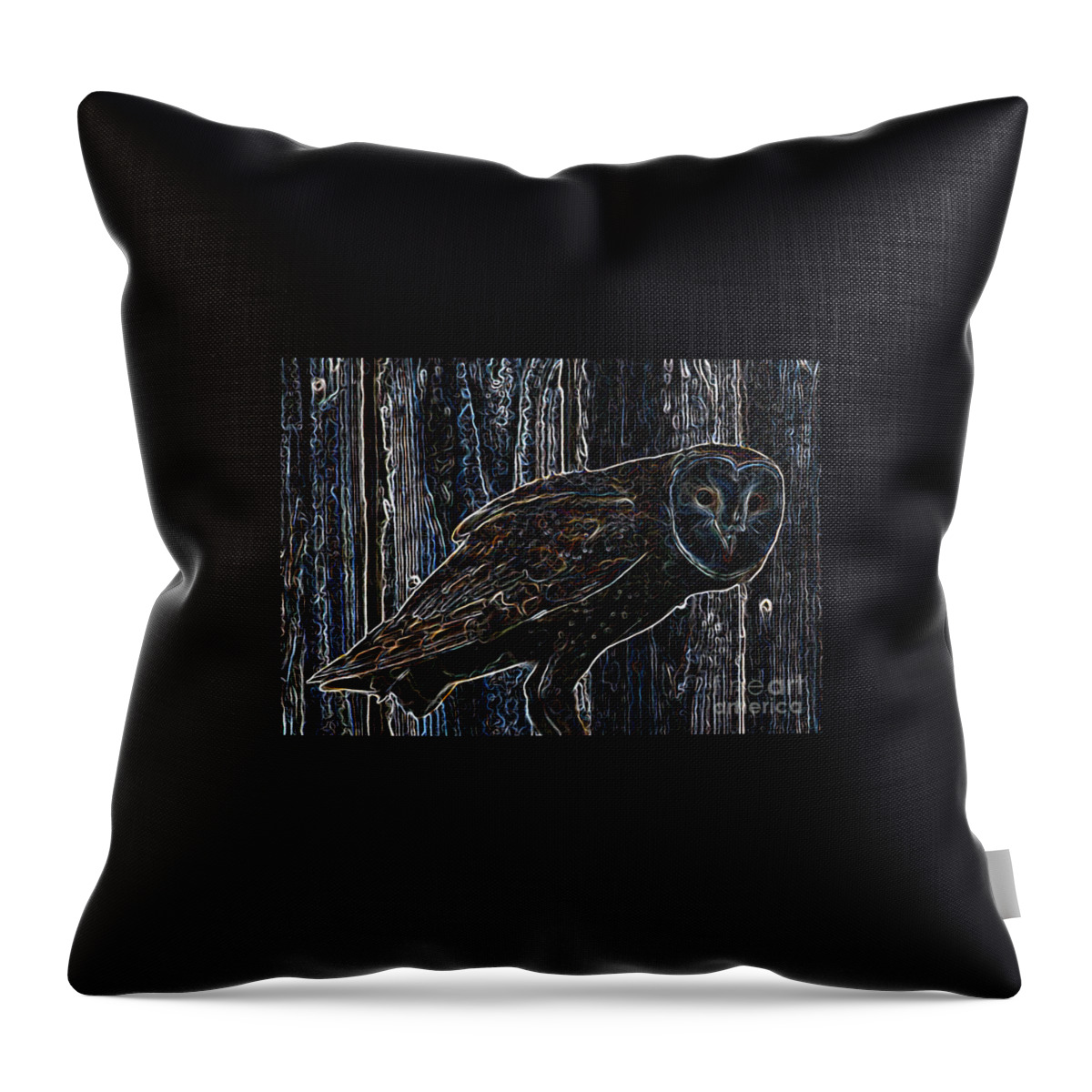 Barn Owl Throw Pillow featuring the photograph Night Owl - Digital Art #1 by Carol Groenen
