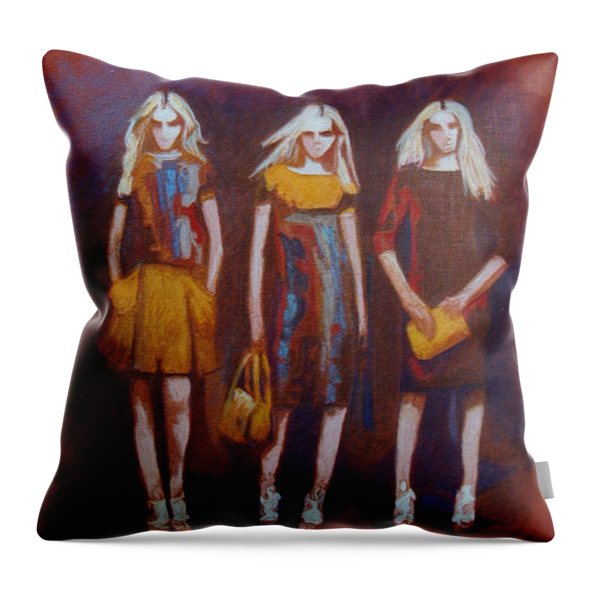 Fashion Throw Pillow featuring the painting On the Catwalk by Phyllis Howard