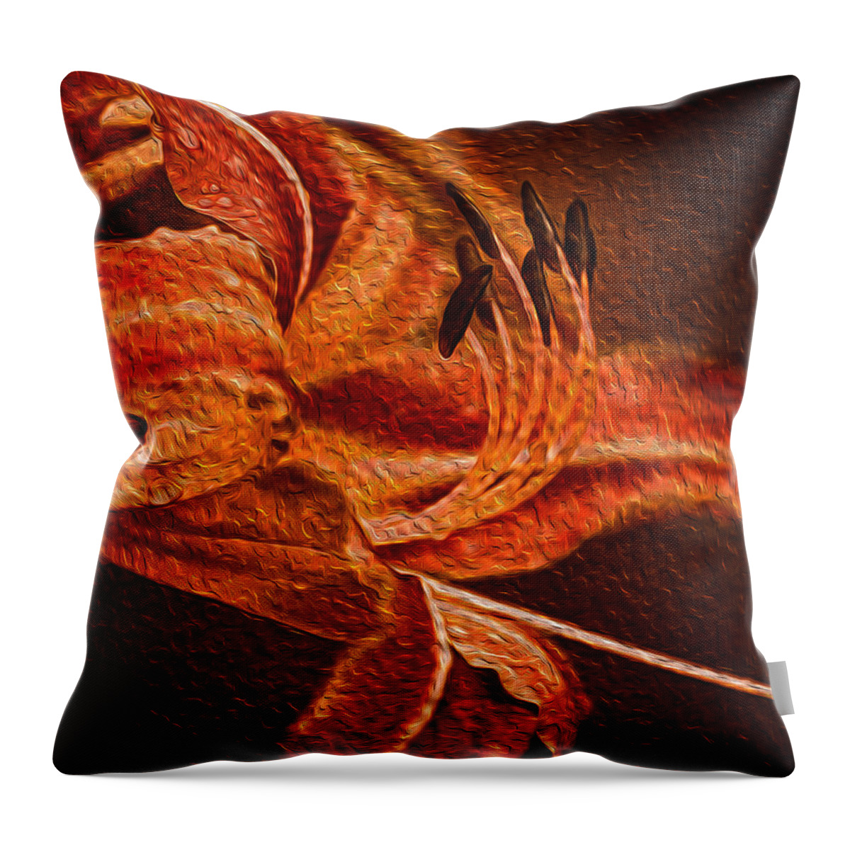 Orange Throw Pillow featuring the digital art Orange Flower #1 by Prince Andre Faubert
