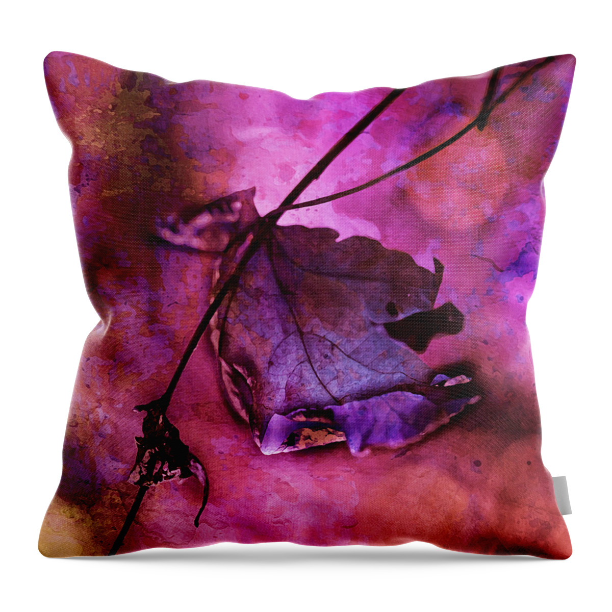 Abstract Leaf Throw Pillow featuring the painting Love Hangs On by Bonnie Bruno