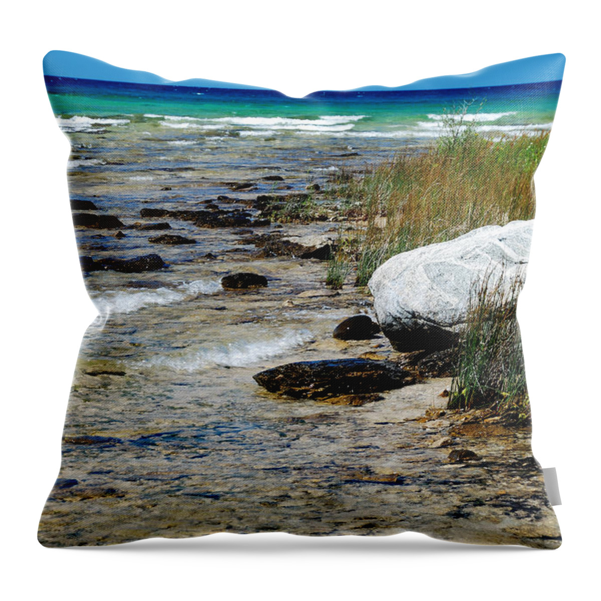 Jma Throw Pillow featuring the photograph Quiet Waves Along the Shore by Janice Adomeit
