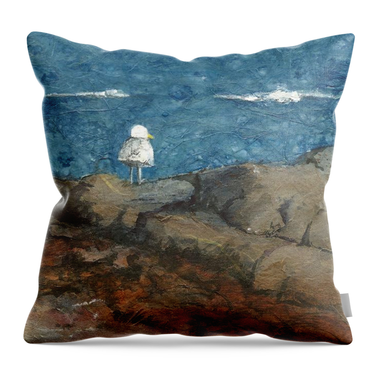 Landscape Throw Pillow featuring the painting Reviewing the menu on Potts Point #1 by Lynn Babineau