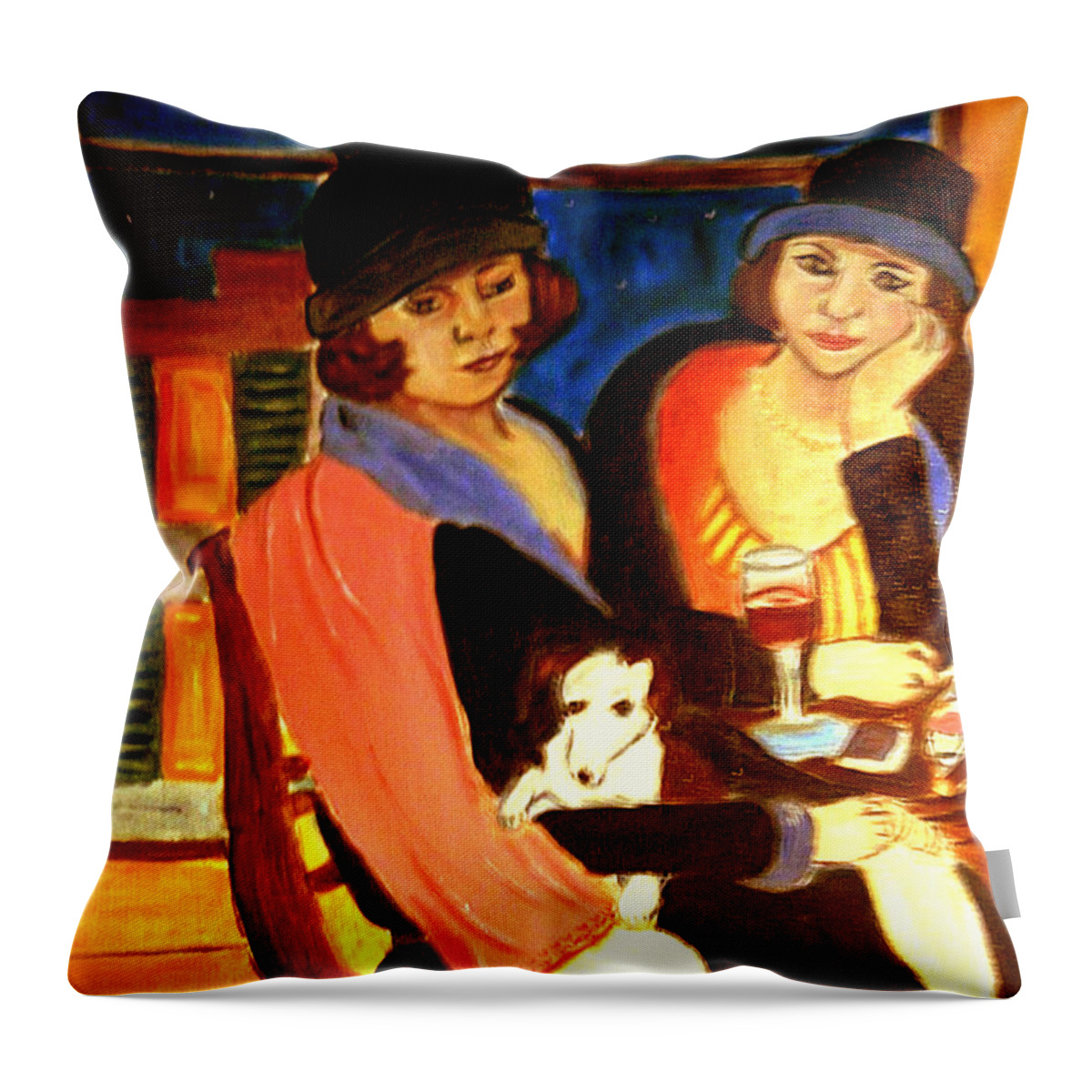Art Deco Throw Pillow featuring the painting Sad Cafe #2 by Rusty Gladdish