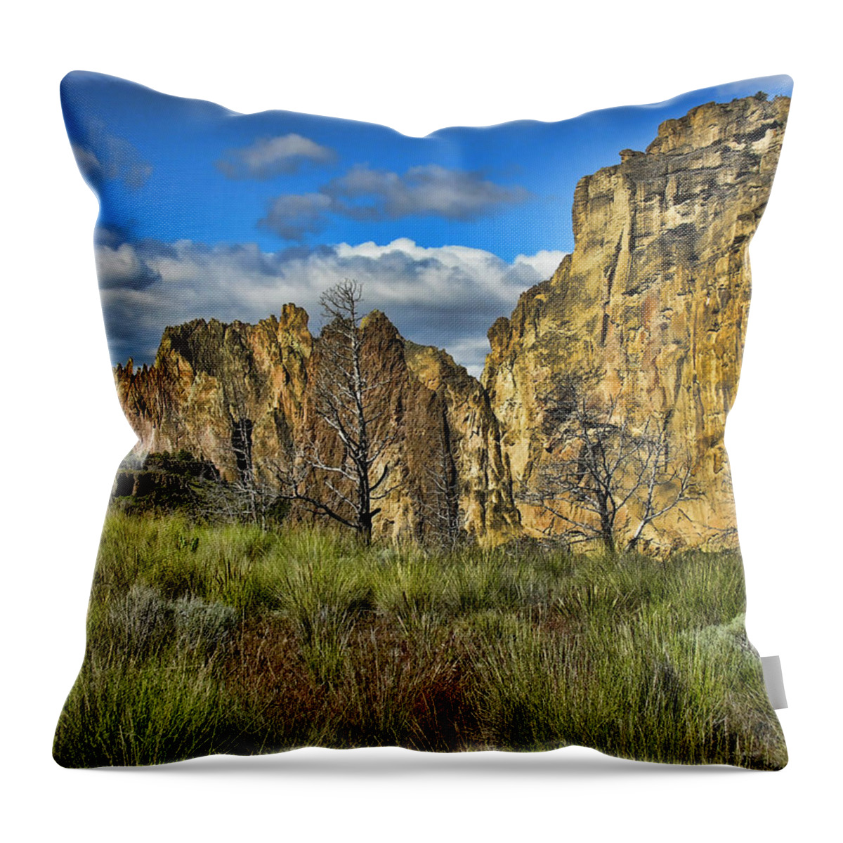 Smith Rock State Park Throw Pillow featuring the photograph Smith Rock #1 by Bonnie Bruno