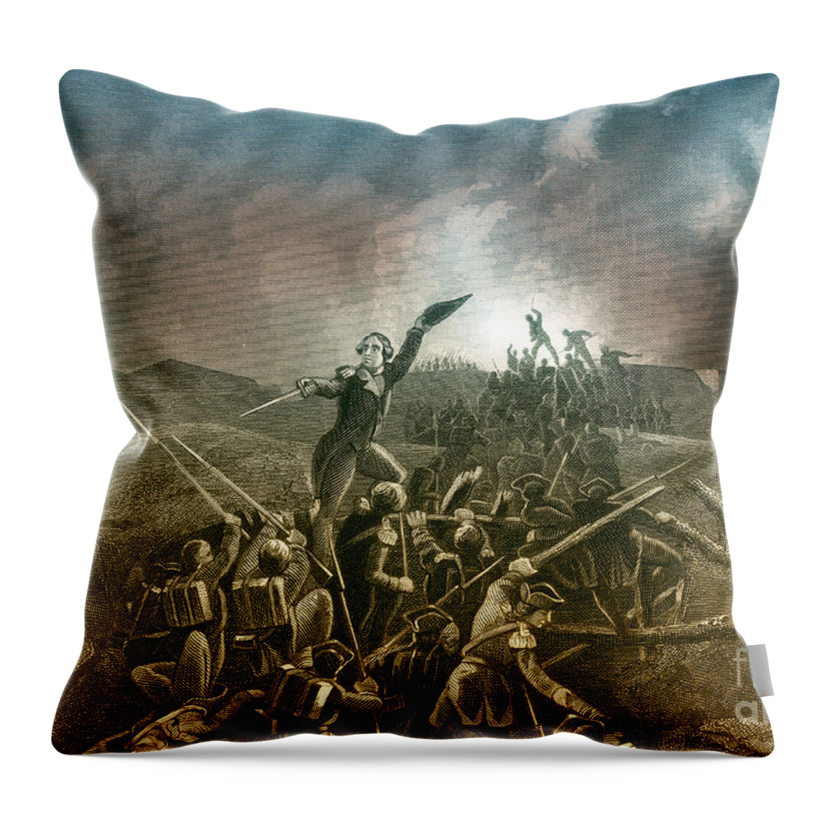 Battle Of Stony Point Throw Pillow featuring the photograph Storming Of Stony Point #1 by Photo Researchers