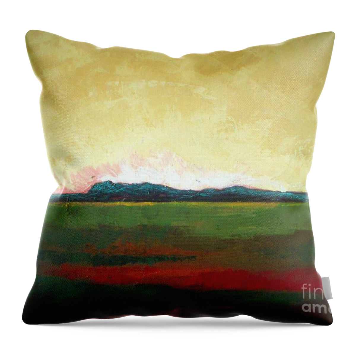 Landscape Throw Pillow featuring the painting Sunrise #2 by Vesna Antic