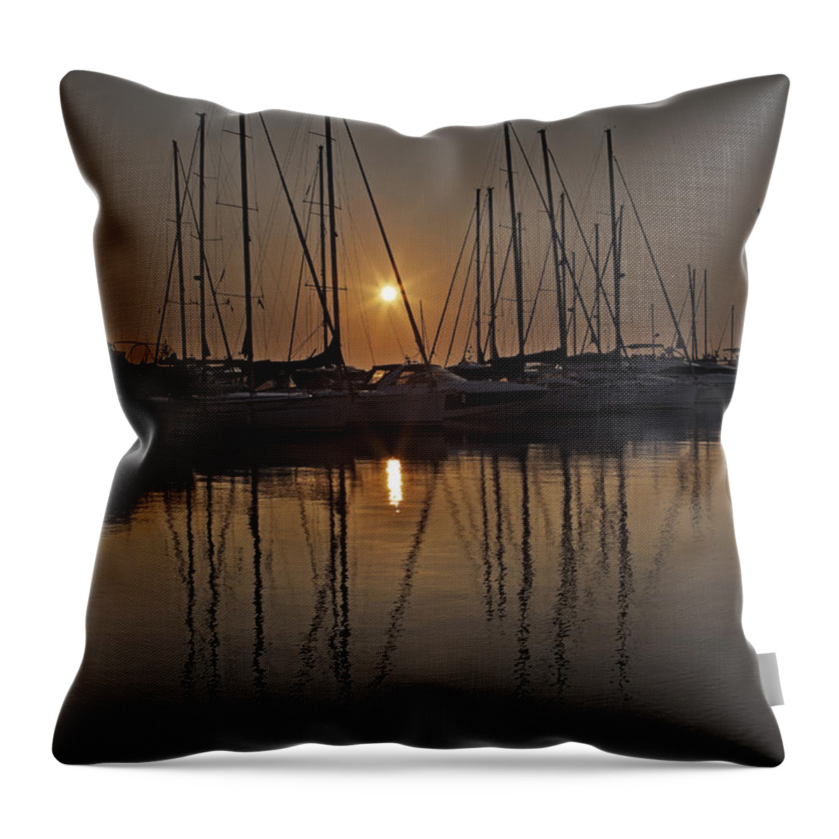 Boats Throw Pillow featuring the photograph Sunset #1 by Joana Kruse