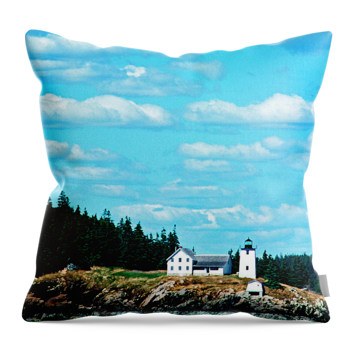 Usa Throw Pillow featuring the photograph Swans Island Lighthouse #1 by Thomas R Fletcher
