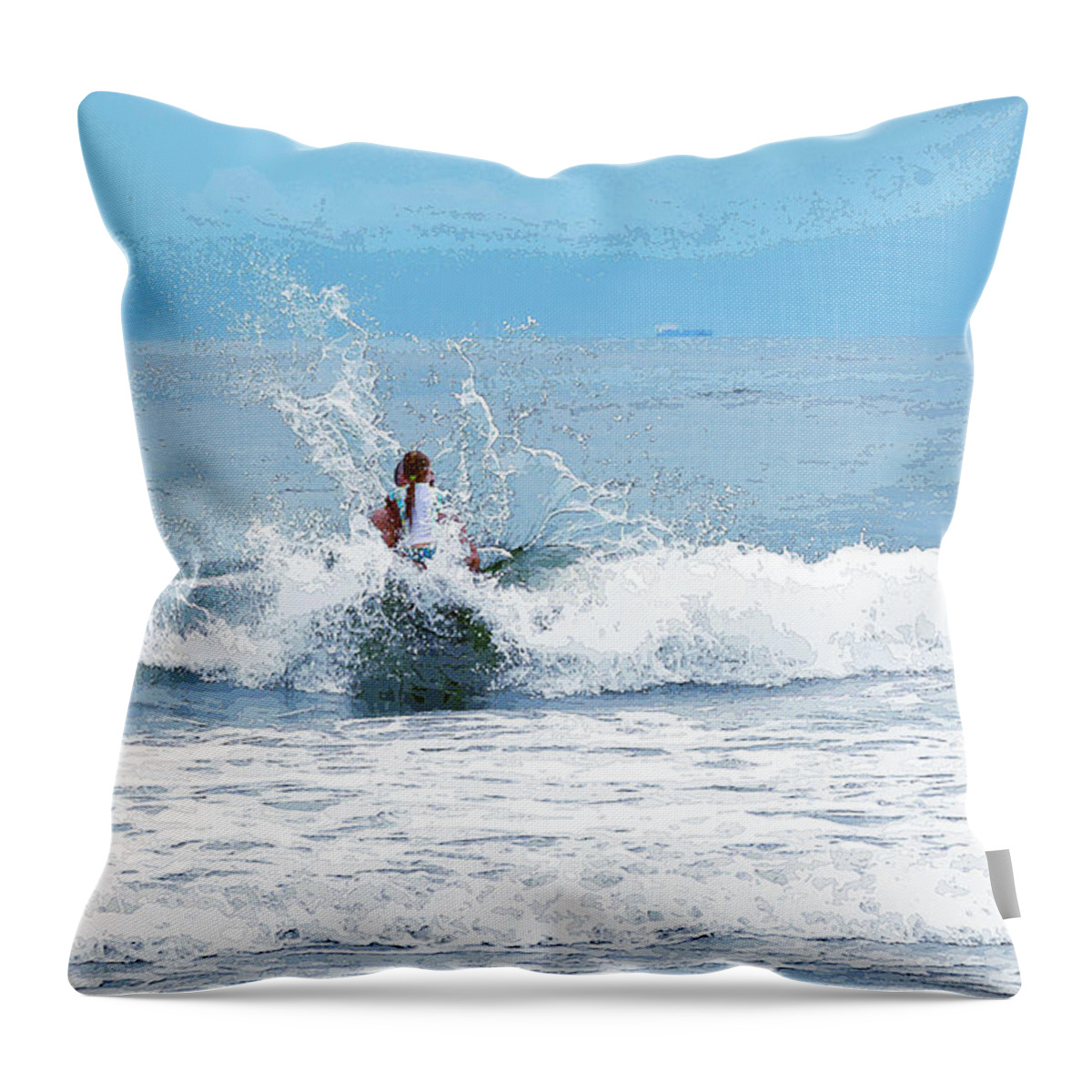 Blues Throw Pillow featuring the photograph Through the Wave Blues #1 by Maureen E Ritter