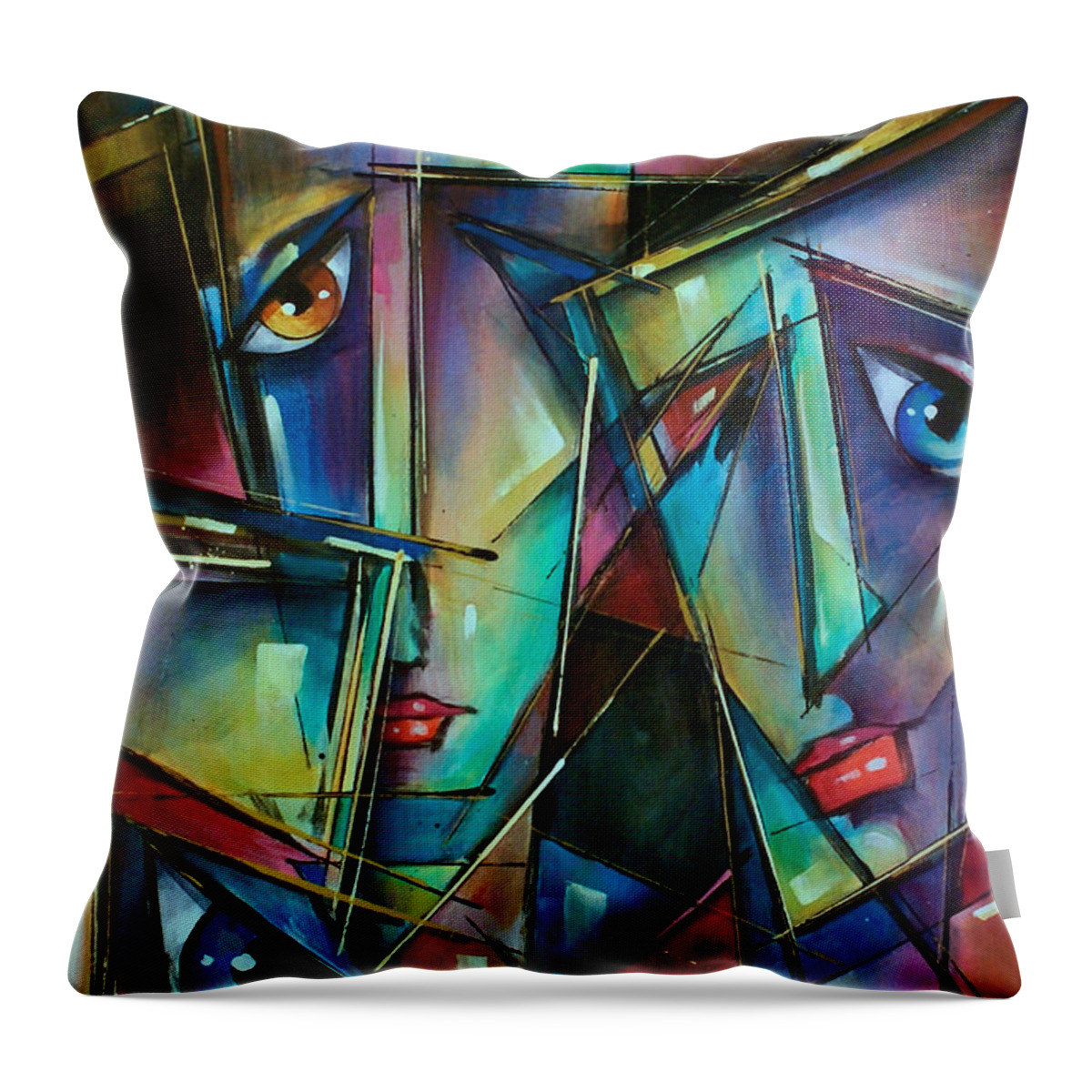 Portrait Throw Pillow featuring the painting Trio #1 by Michael Lang