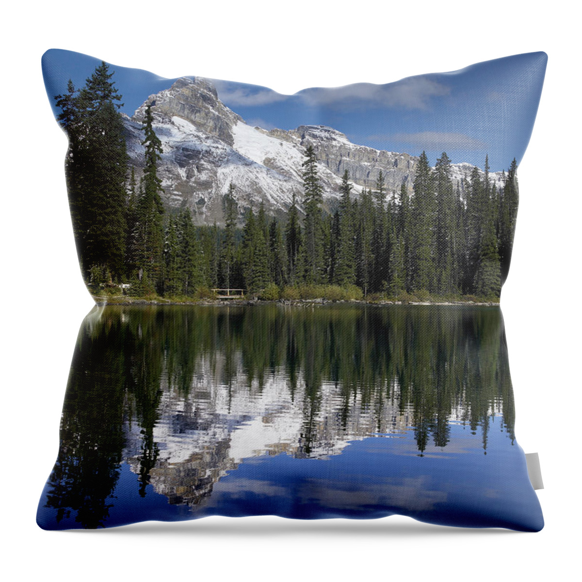 00176089 Throw Pillow featuring the photograph Wiwaxy Peaks And Cathedral Mountain #1 by Tim Fitzharris