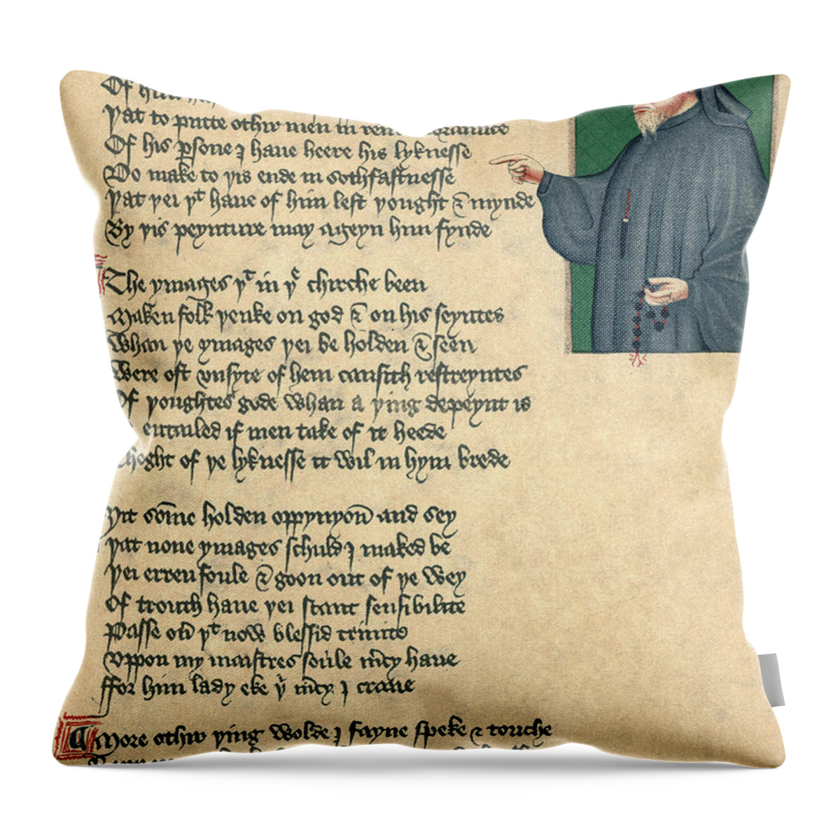 De Regimine Principum Throw Pillow featuring the photograph Geoffrey Chaucer by Photo Researchers