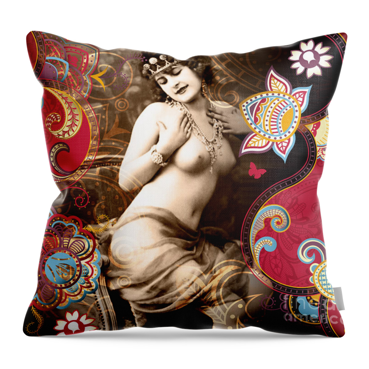 Erotic Throw Pillow featuring the photograph Nostalgic Seduction Goddess #112 by Chris Andruskiewicz