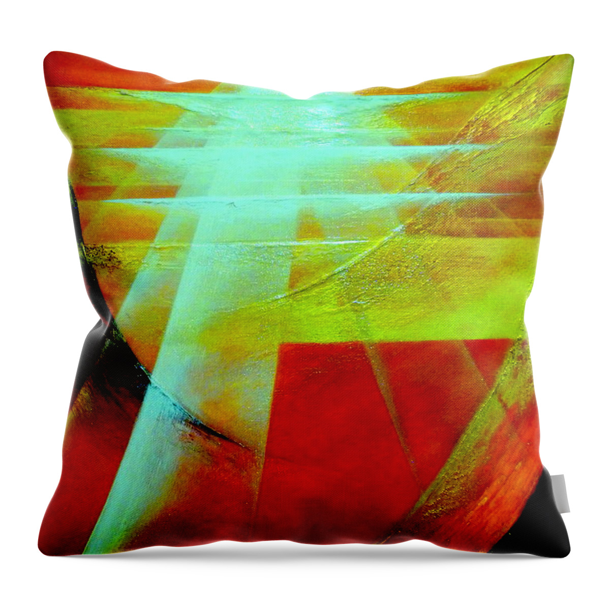 Sun.light.energy.white.sky.mountain.crystal.hope.positive.landscape.abstract. Throw Pillow featuring the painting Hope #10 by Kumiko Mayer