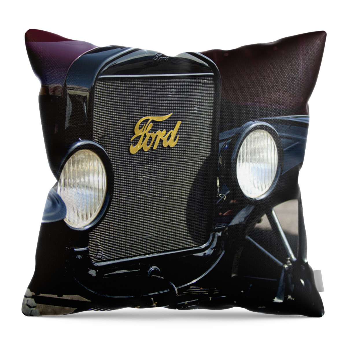 1925 Ford Model T Coupe Throw Pillow featuring the photograph 1925 Ford Model T Coupe Grille by Jill Reger