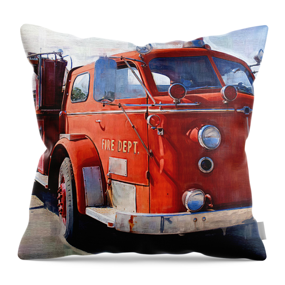 Classic Throw Pillow featuring the photograph 1954 American LaFrance Classic Fire Engine Truck by Kathy Clark
