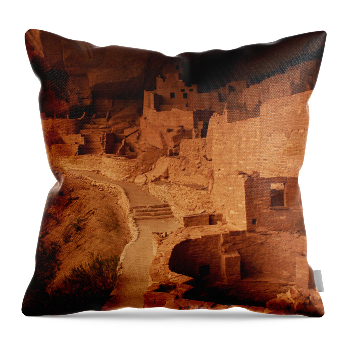 Cliff Palace Throw Pillow featuring the photograph Cliff Palace Mesa Verde National Park #2 by Benjamin Dahl