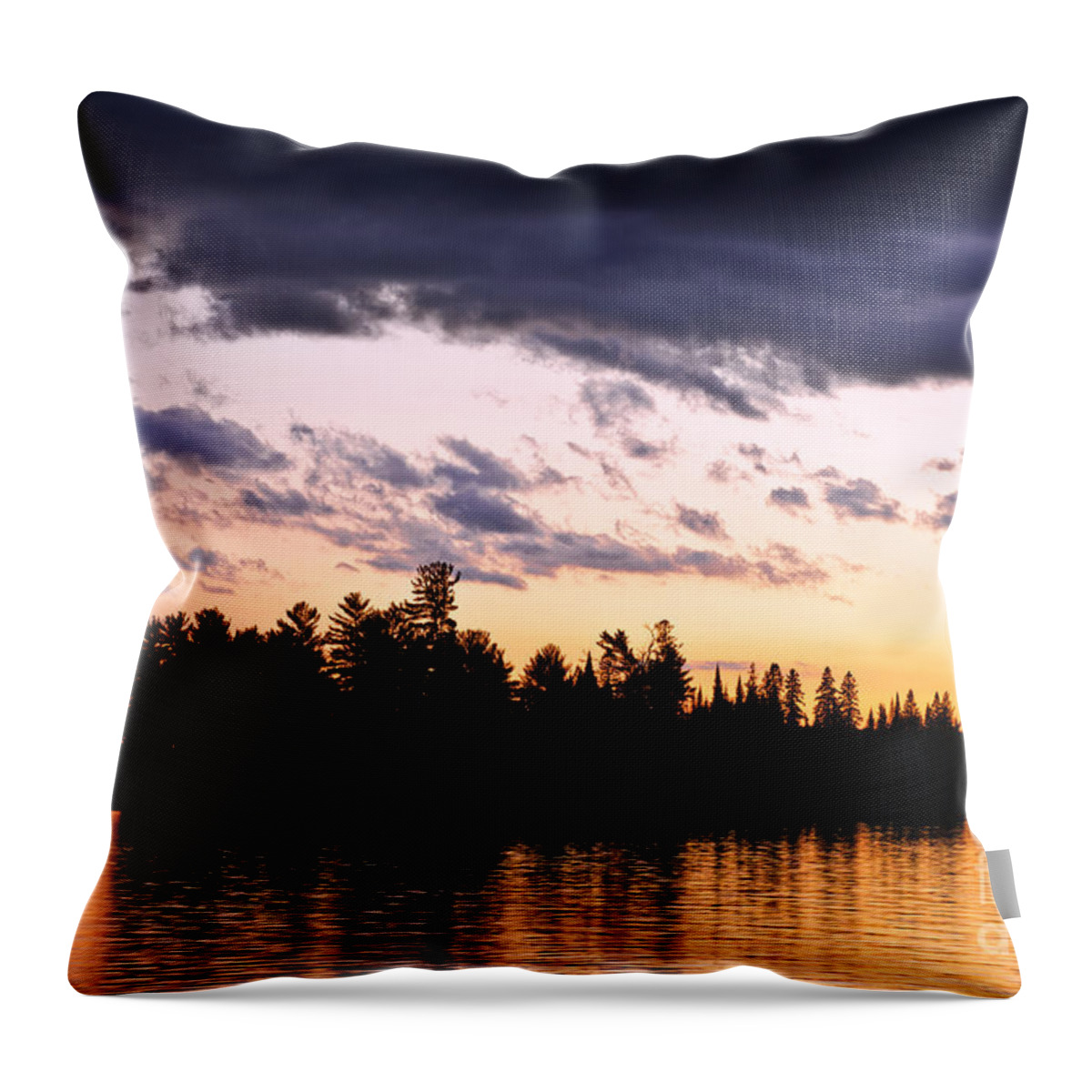 Sunset Throw Pillow featuring the photograph Dramatic sunset at lake 3 by Elena Elisseeva