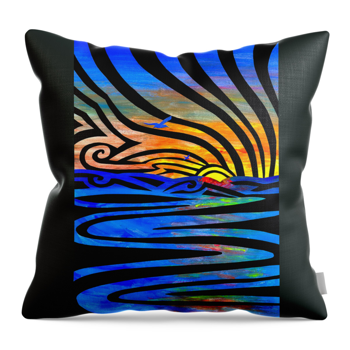 Seascape Throw Pillow featuring the painting Evening Tide by Roseanne Jones