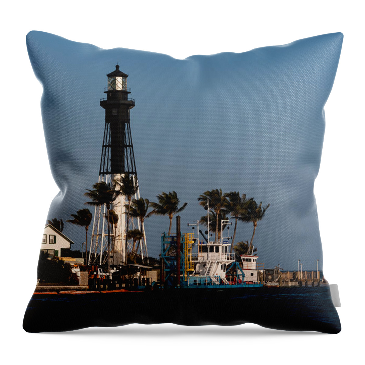 Architecture Throw Pillow featuring the photograph Hillsboro Inlet Lighthouse #2 by Ed Gleichman