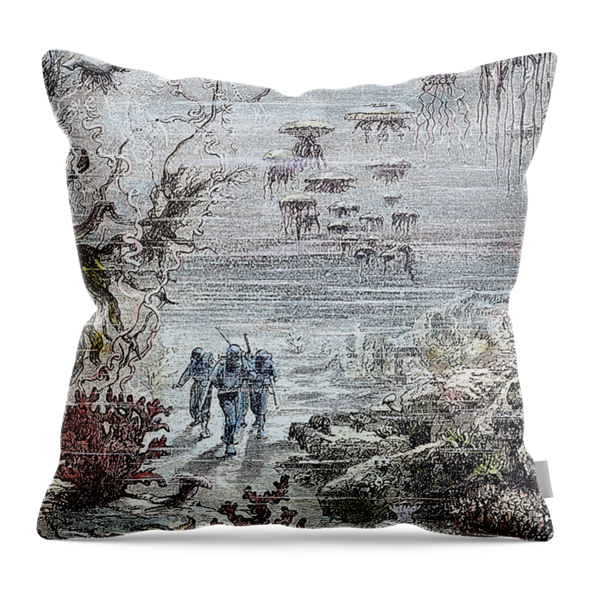 1870 Throw Pillow featuring the photograph Verne: 20,000 Leagues, 1870 #2 by Granger
