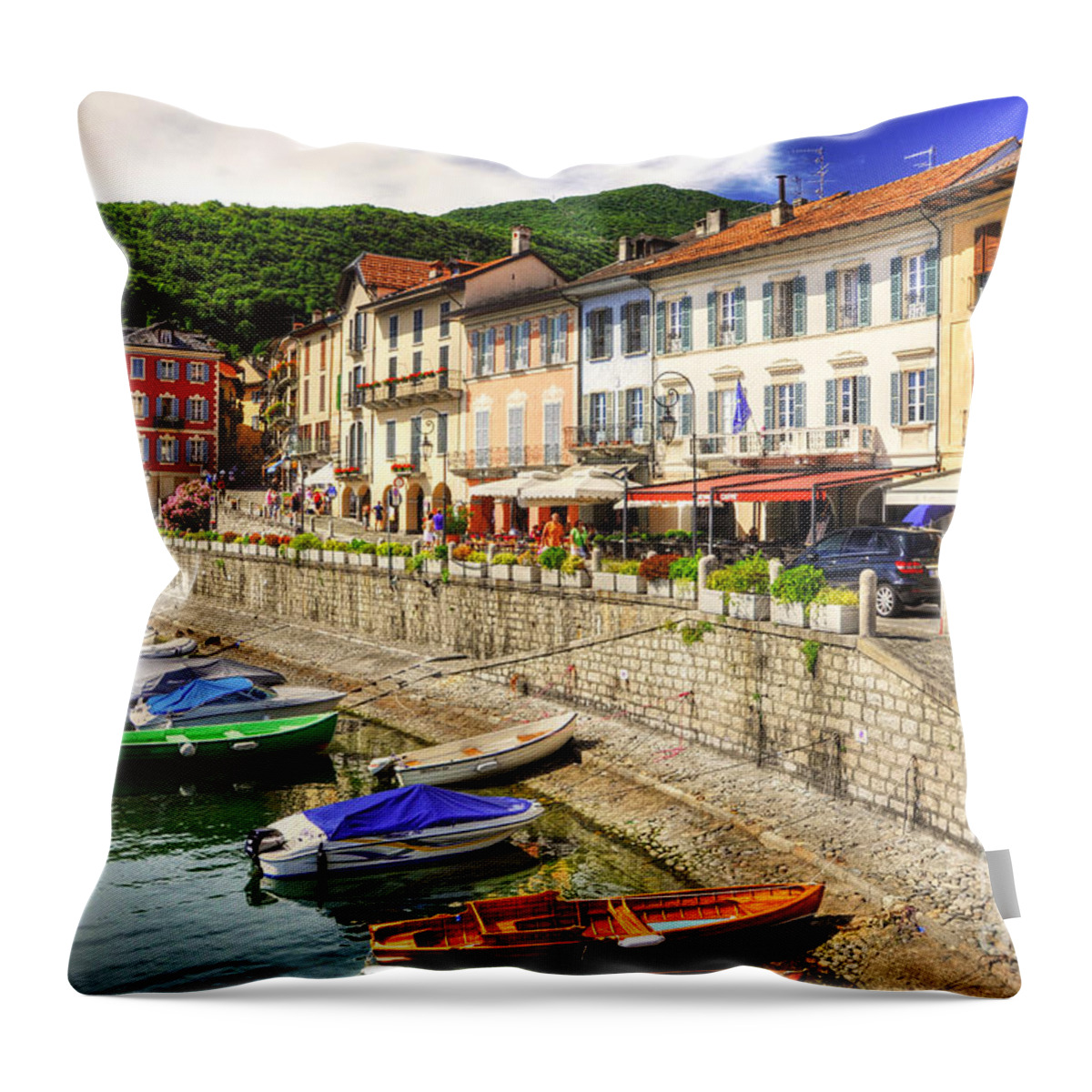 Village Throw Pillow featuring the photograph Village on the lake front #2 by Mats Silvan