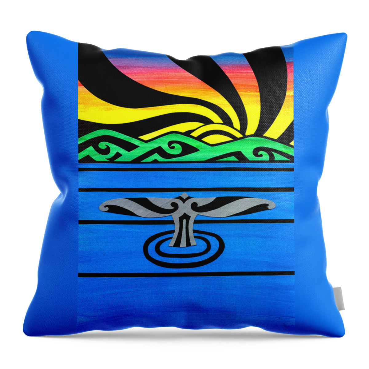 Whale Throw Pillow featuring the painting Whale Horizon by Roseanne Jones