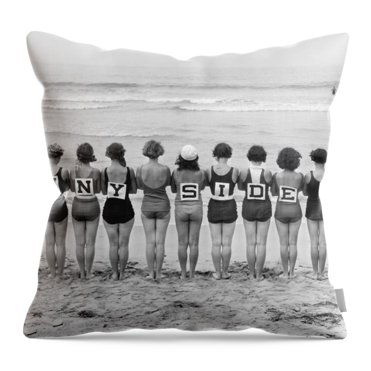 -beaches- Throw Pillow featuring the photograph Silent Film Still: Beach #3 by Granger