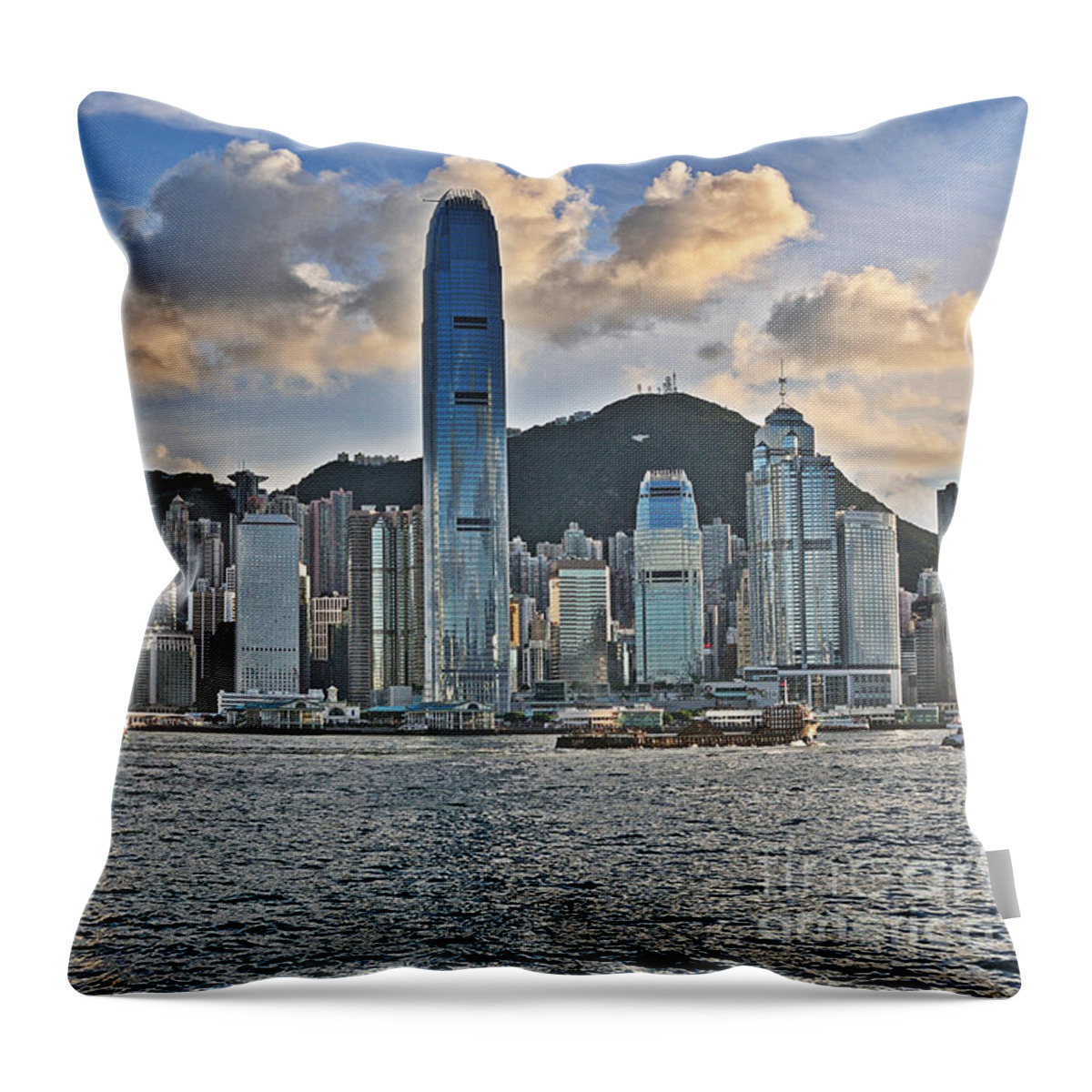 Asia Throw Pillow featuring the photograph Hong Kong Harbour #2 by Joe Ng