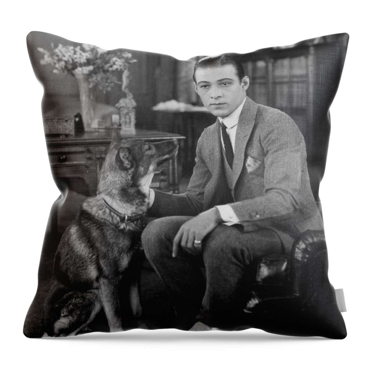 -ec33- Throw Pillow featuring the photograph Rudolph Valentino #8 by Granger