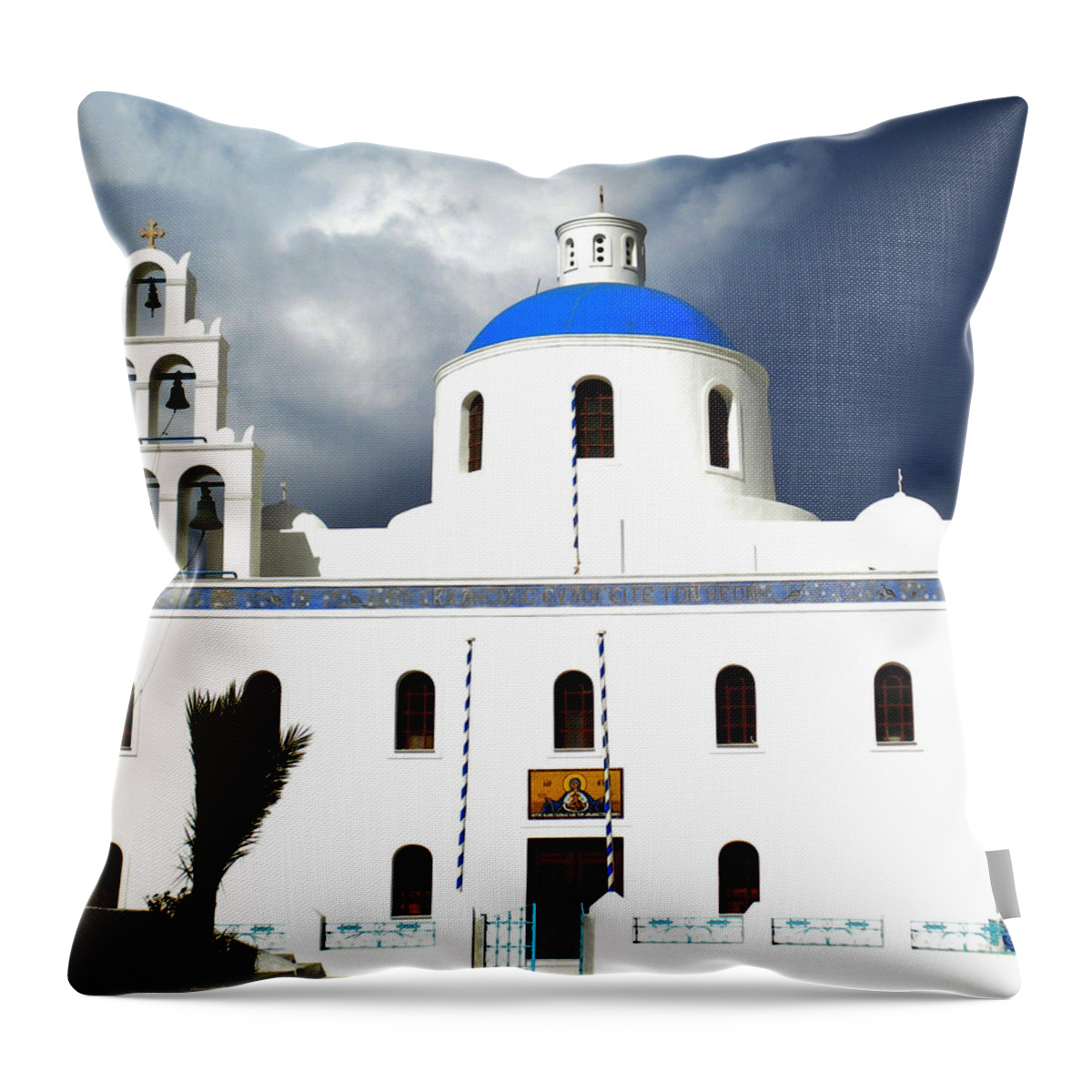 Coletteguggenheim Throw Pillow featuring the photograph Santorini Greece #4 by Colette V Hera Guggenheim