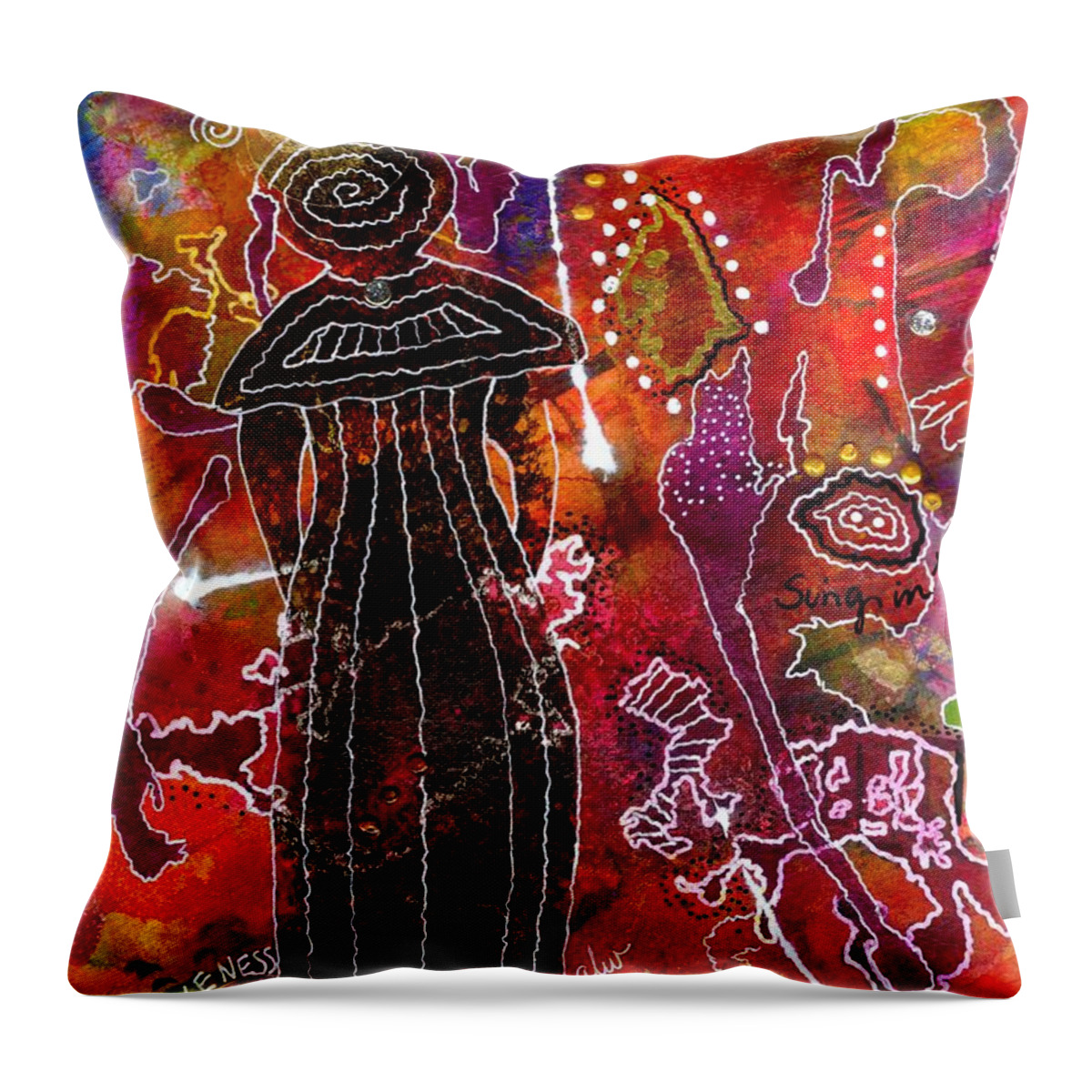 Acrylic Throw Pillow featuring the painting A Mother's Life RESTORED by Angela L Walker
