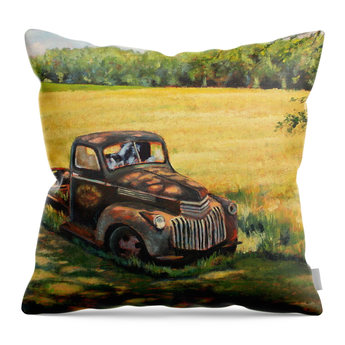 Truck Throw Pillow featuring the painting A spot in the shade by Daniel W Green
