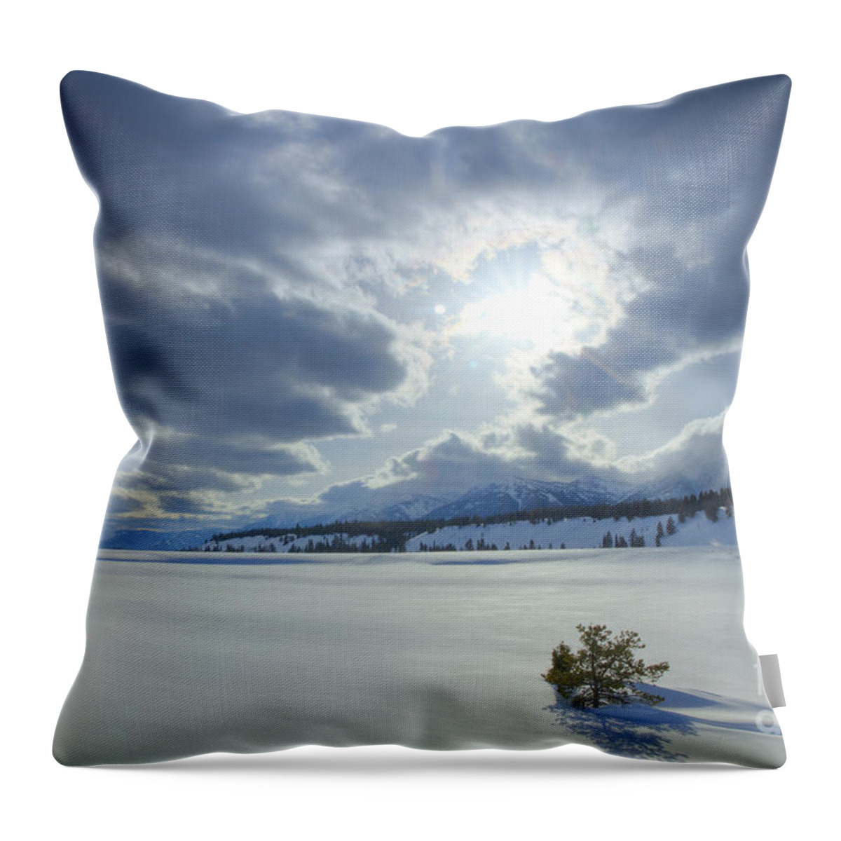 Teton Mountains Throw Pillow featuring the photograph A Winter Sky by Idaho Scenic Images Linda Lantzy