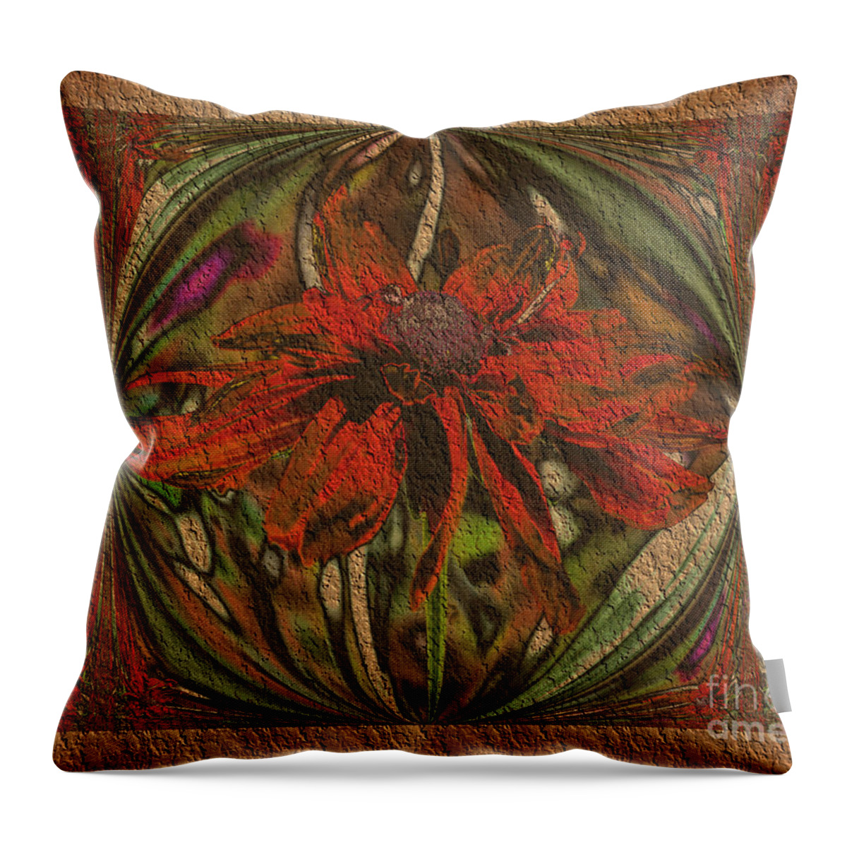 Abstract Throw Pillow featuring the digital art Abstract Flower by Smilin Eyes Treasures