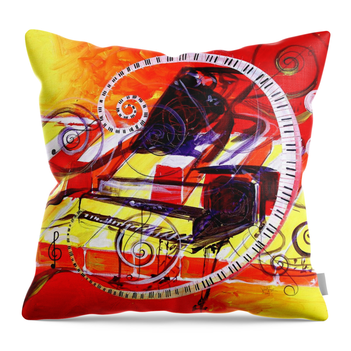 Piano Throw Pillow featuring the painting Abstract Jazzy Piano by J Vincent Scarpace