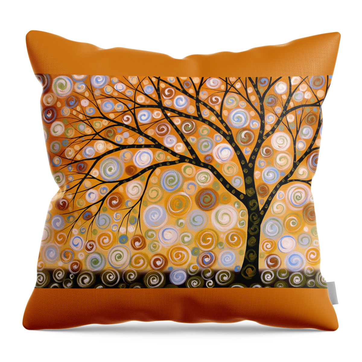 Nature Throw Pillow featuring the painting Abstract Modern Tree Landscape DREAMS OF GOLD by Amy Giacomelli by Amy Giacomelli