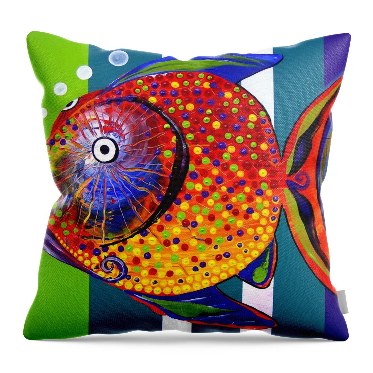 Acidfish Throw Pillow featuring the painting AcidFish 60 by J Vincent Scarpace