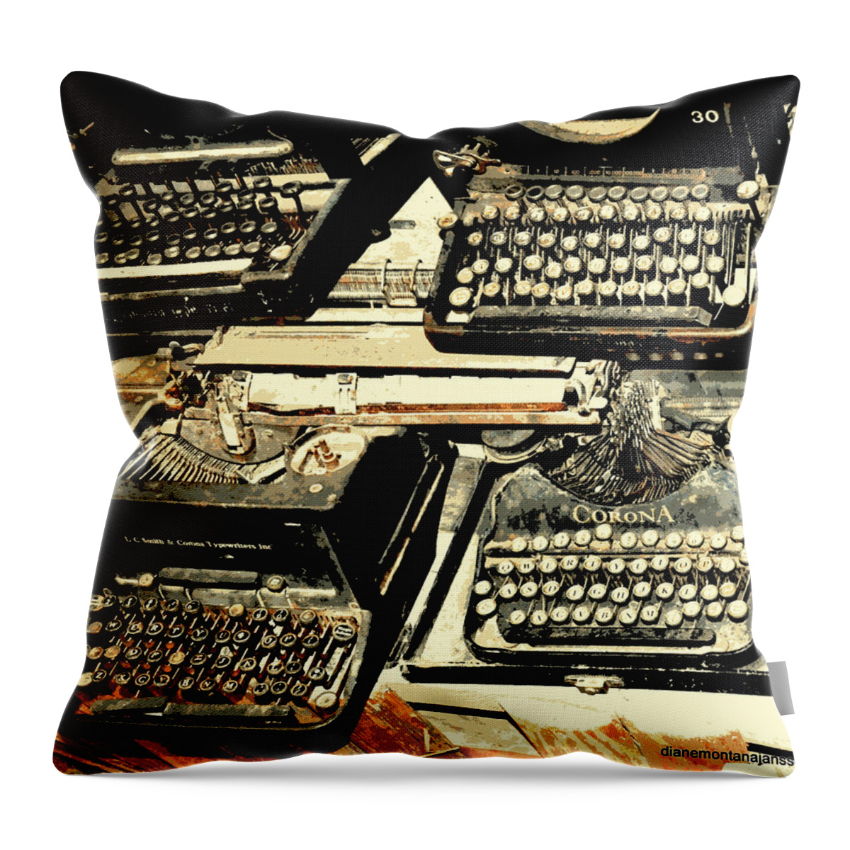 Typewriters Throw Pillow featuring the photograph Advanced Typing by Diane montana Jansson