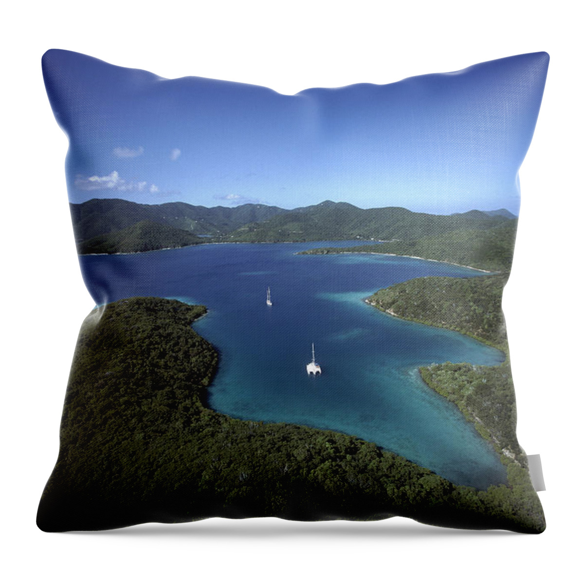 Mp Throw Pillow featuring the photograph Aerial View Of Hurricane Bay, Virgin by Gerry Ellis