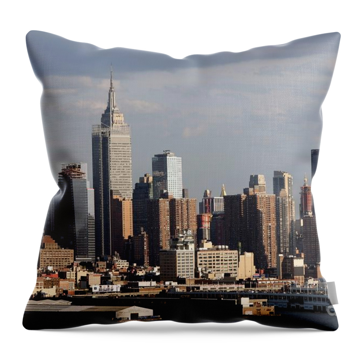 New York City Throw Pillow featuring the photograph Afternoon and Clouds In New York City by Living Color Photography Lorraine Lynch