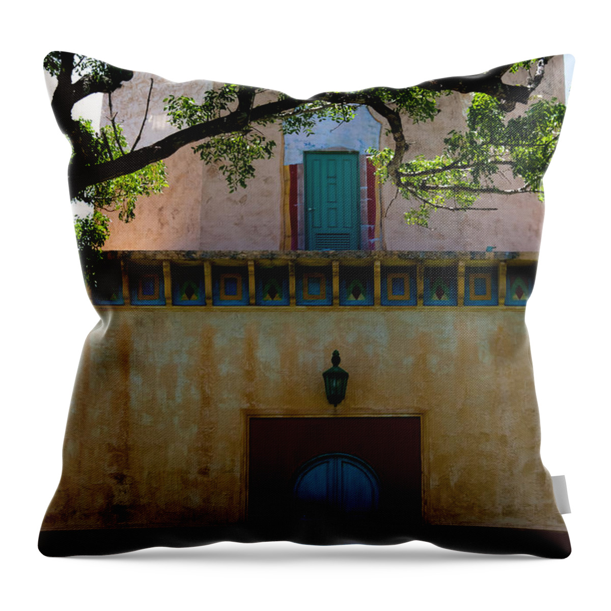 Alhambra Water Tower Throw Pillow featuring the photograph Alhambra Water Tower Doors by Ed Gleichman