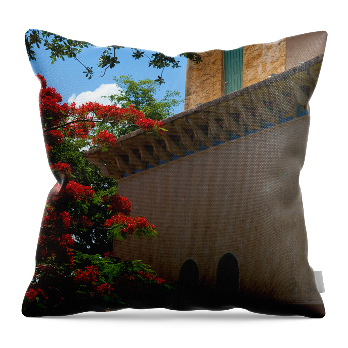 Alhambra Water Tower Throw Pillow featuring the photograph Alhambra Water Tower Windows and Door by Ed Gleichman