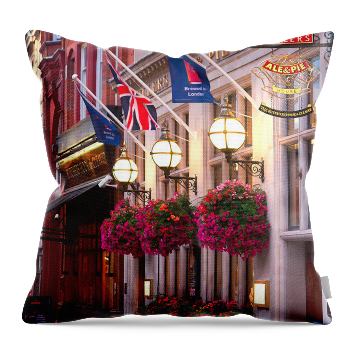 London Throw Pillow featuring the photograph All dressed up for the Olympics. by Shirley Mitchell